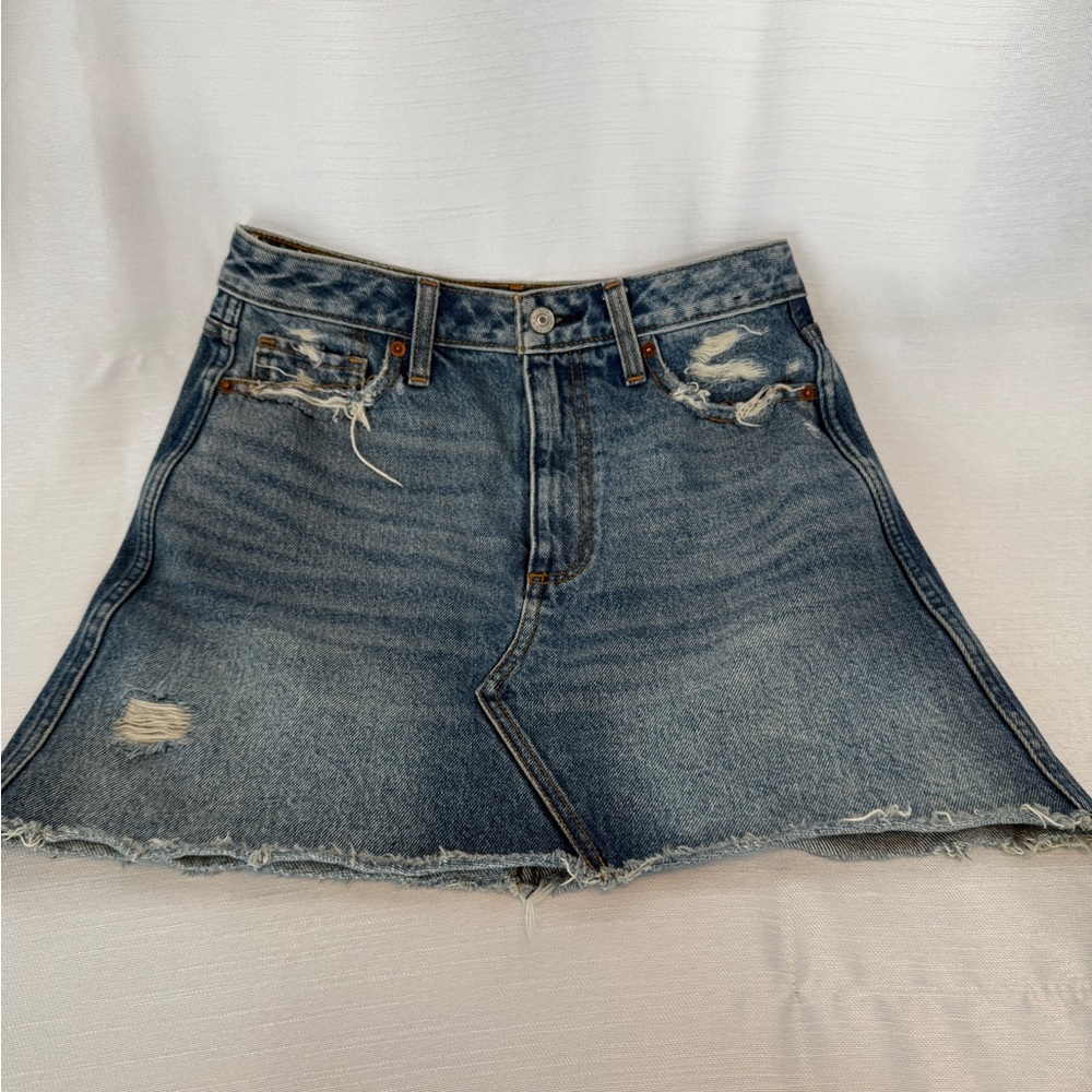 Abercrombie & Fitch Blue Distressed Mini Skirt